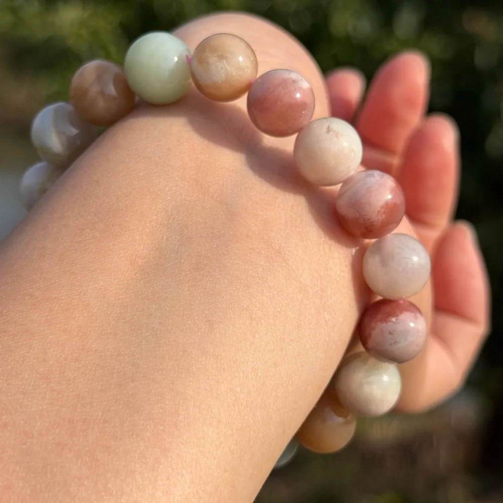 11mm stretchable multicolor flower agate bracelet 1125‎